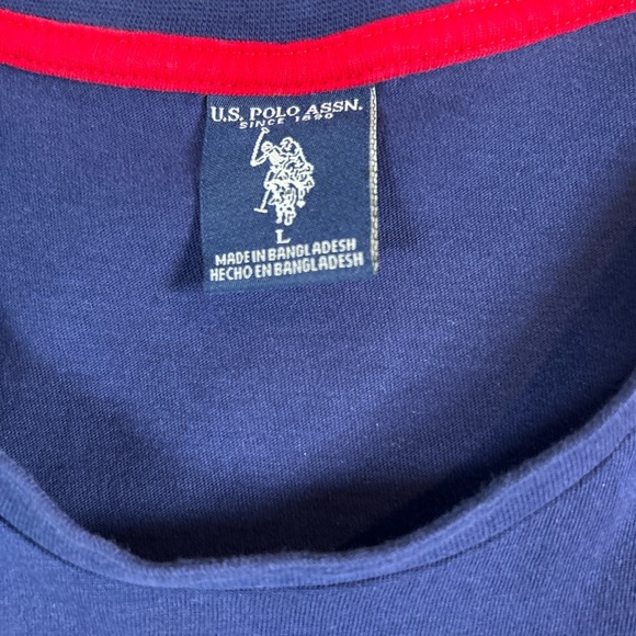 U.S. Polo Assn. Blue Tee with Red and White Stripe - Picture 3 of 4